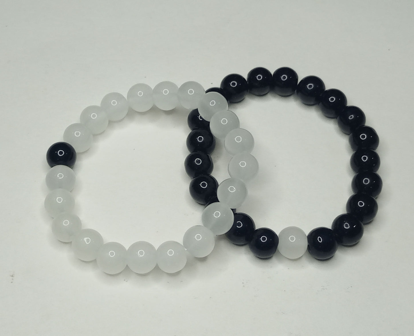 Black and White Couple Bead Bracelet