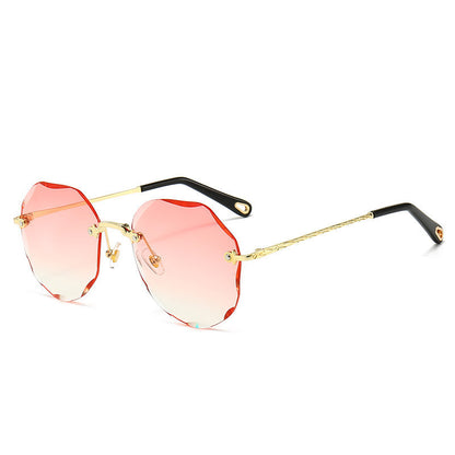 Women Rimless Polygonal Sunglasses