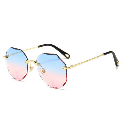 Women Rimless Polygonal Sunglasses