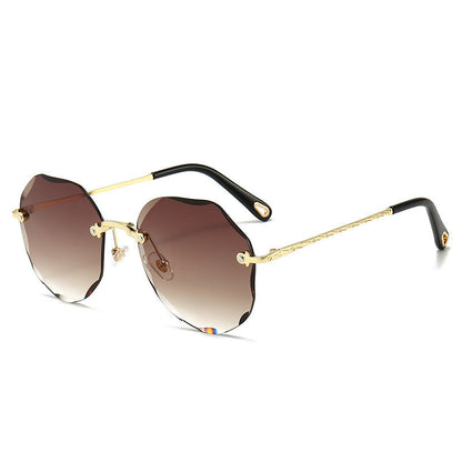 Women Rimless Polygonal Sunglasses