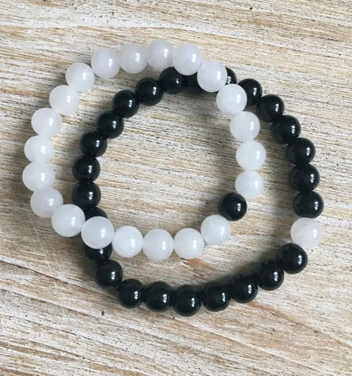 Black and White Couple Bead Bracelet