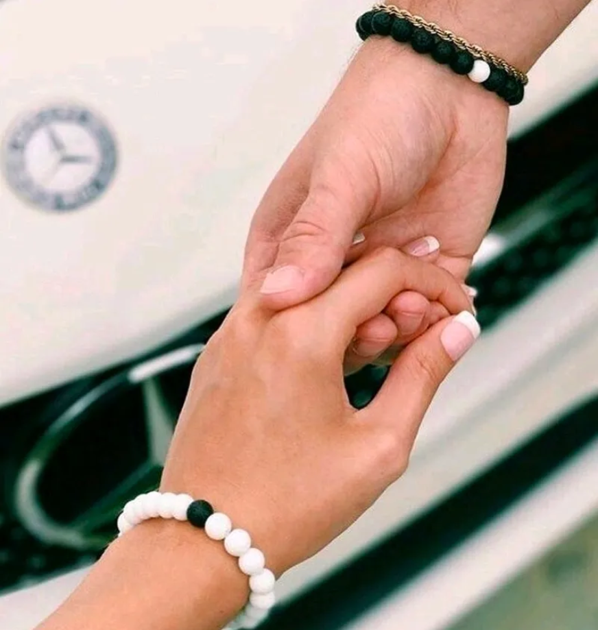 Black and White Couple Bead Bracelet