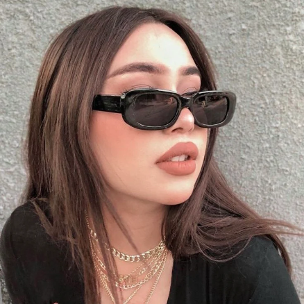 Black Fashion Retro Small Rectangle Sunglasses